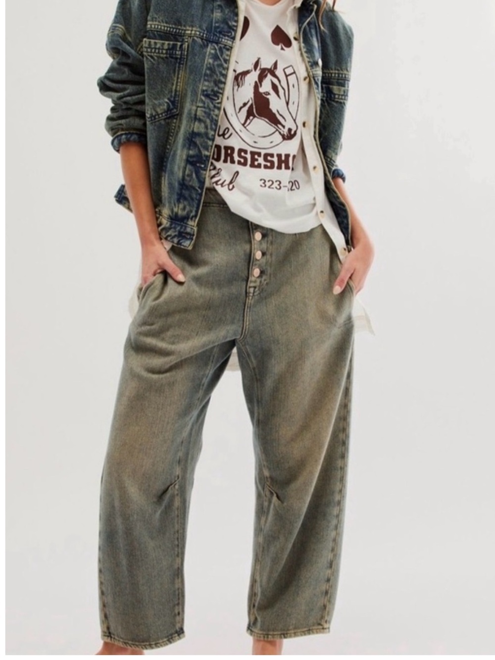 We the Free Osaka Midrise Barrel in Classic Medium Blue Washed Size 25
